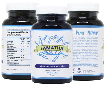 SAMATHA - Vegan Stress Relief & Anti Anxiety Supplement for Mood, Relaxation, Calming, Reducing Panic Attacks & Promoting a Positive Mindset
