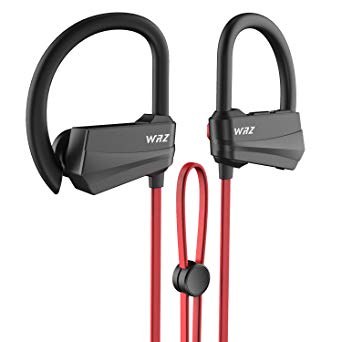 WRZ S4 Wireless Bluetooth Headphones Running in-Ear Earbuds with Mic IPX7 Sweatproof HD Stereo Earphones for Sport Gym Workout 9 Hours Battery (Red)