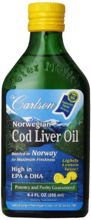Norwegian Cod Liver Oil Lemon Flavor Carlson Laboratories 8.4 oz Liquid