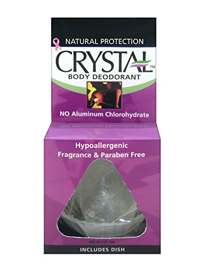 CRYSTAL BODY DEODORANT Stone with Dish - Unscented (3 oz)
