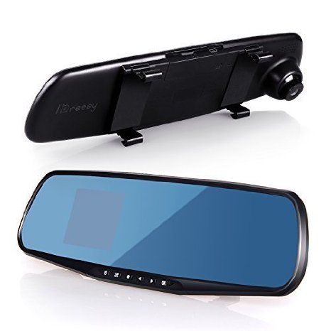 ihreesy Car DVRFull HD 1080P Large Rear View Mirror with 28-Inch Display ScreenCar Camera with G-sensorMotion DetectionLoop Recording32GB TF Card Supported
