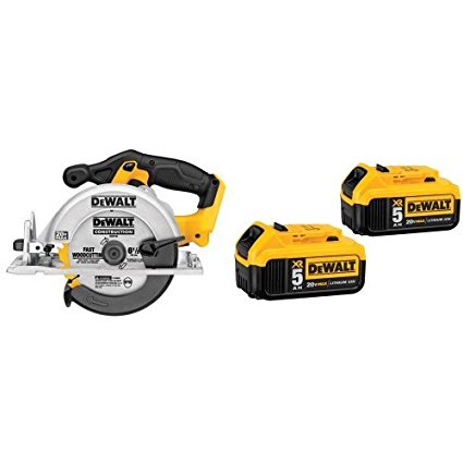 DEWALT DCS391B 20-Volt MAX Li-Ion Circular Saw, Tool Only with 20V MAX XR 5.0Ah Lithium Ion Battery, 2-Pack