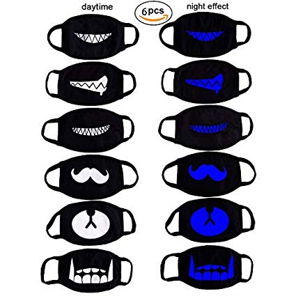 Ayo and Teo Face Mask for Boys Kids,Cool Luminous Face Mouth Exo Mask Anti Dust Face Mask Mouth Set of 6 (Style 2)