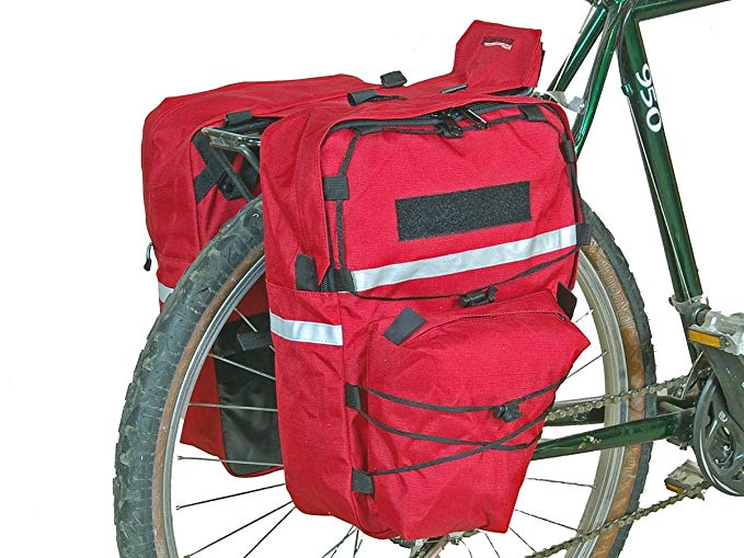 Bushwhacker Cimmaron Red - Bicycle Pannier w/ Reflective Trim Cycling Rack Bag Bike Rear Pack Accessories Frame