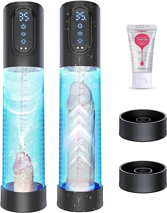 Waterproof Penis Pump Sex Toys - Male Electric Penis Enlargement Extend Pump with 3 Automatic Suction Modes & 3 Intensities for Men Stronger Bigger Erections Adult Penis Vacuum Pumps & Enlargers