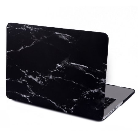 HDE MacBook Pro 13" Retina Case Hard Shell Cover Designer Pattern For Mac 13.3" (no CD drive) - Fits Model A1425 / A1502 (Black and White Marble)