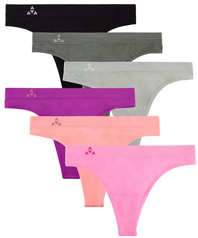 Balanced Tech Women's 6-Pack Quick Dry Breathable Seamless Thong Panties Underwear