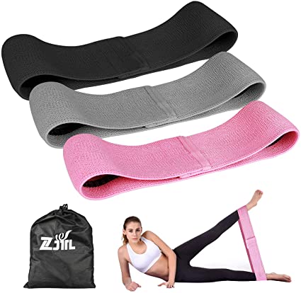 ZJTL Workout Bands, Fabric Resistance Bands, Exercise Booty Bands with Action Guide, Loops Hip Fitness Bands for Legs and Butt, Elastic Strength Squat Band Beginner - 3 Pack Set