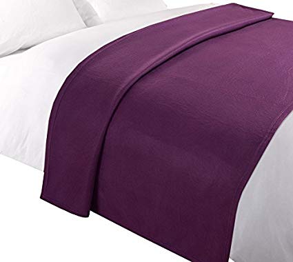 Dreamscene Large Warm Polar Fleece Blanket Twin Bed Soft Plush Sofa Microfiber Throw Over, Plain Purple Grape - 50" x 60" inch