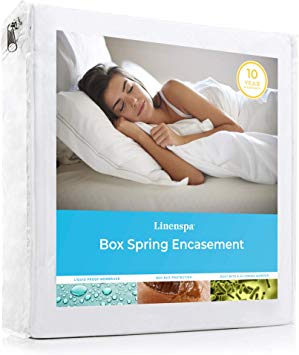 LINENSPA Waterproof Bed Bug Proof Box Spring Encasement Protector - Blocks out Liquids, Bed Bugs, Dust Mites and Allergens - Twin
