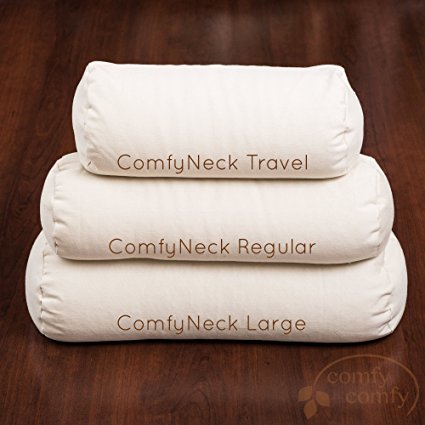 Cylindrical Buckwheat Travel Neck Pillow With Balsam and Pillowcase (Made in USA) - Good for Aromatherapy / Stress Relief at Home and Travel