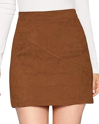 MANGOPOP Mini Faux Suede Skirt for Women High Waist Skirts