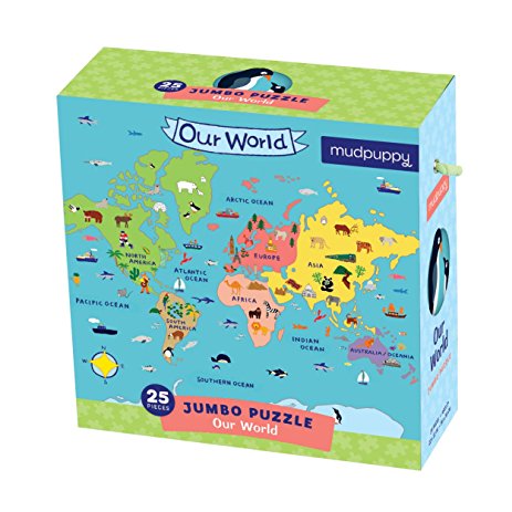 Mudpuppy Jumbo Our World Puzzle – 25 Large Pieces in Kids World Map Puzzle with Color Artwork, Measures 22" Square