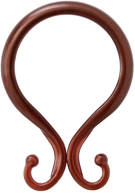Kenney Double Shower Curtain Hooks, Set of 12, Chocolate