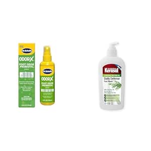 Dr. Scholl's Odor Eliminating Foot Spray & Kerasal Daily Defense Foot Wash Bundle, 4 oz & 12 oz