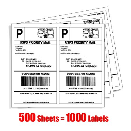MFLABEL 1000 Shipping Labels White Blank Half Page Self Adhesive for Laser Inkjet Printer