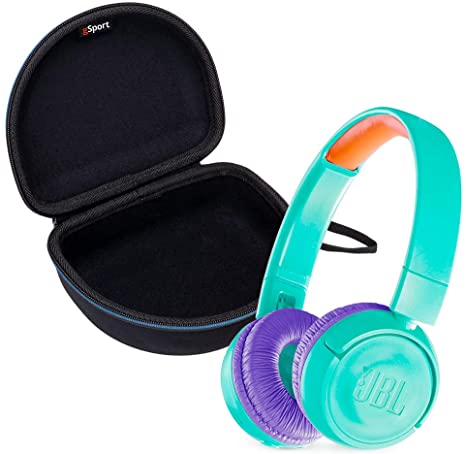 JBL JR300BT Kids On-Ear Wireless Headphone Bundle with gSport Deluxe Travel Case (Teal)