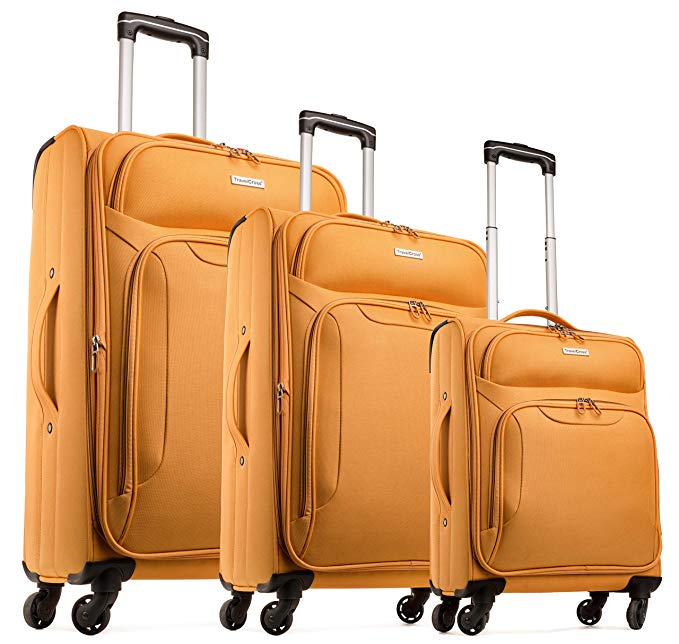 TravelCross Barcelona Luggage 3 Piece Lightweight Expandable Spinner Set - Orange