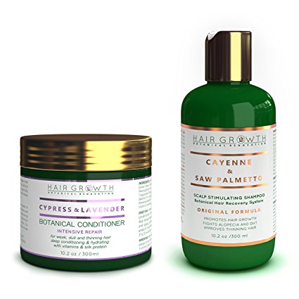 STEPS 2 & 3 Value Set: Cayenne - Saw Palmetto Natural Hair Growth Shampoo and Anti Hair Loss Conditioner For Hair Loss and Hair Thinning Prevention - Lab Formulated Alopecia and DHT Blocking