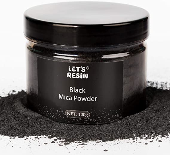 LET'S RESIN Black Mica Pigment Powder, 3.5 Ounces/ 100 Grams Black Mica Powder for Soap Making, Shimmer Resin Pigment Powder for Epoxy, Slime, Bath Bomb, DIY Crafting Projects