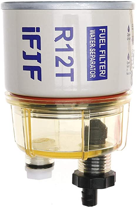 iFJF R12T Fuel Filter/Water Separator 120AT NPT ZG1/4-19 Automotive Parts with Fitting -Complete Combo Filter Diesel Engine (R12T Filter)