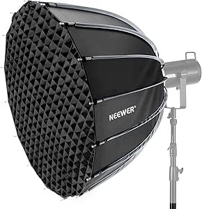 NEEWER 47"/120cm Parabolic Softbox Bowens Mount, Quick Setup with Diffusers/Grid/Bag for Video Continuous Lighting CB60 CB200B MS60 MS150B Q4 Compatible with Godox Compatible with Aputure 600d, NS120P