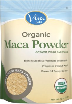 Viva Labs #1 Organic Maca Powder, Gelatinized for Enhanced Bioavailability, Non-GMO, 1lb Bag