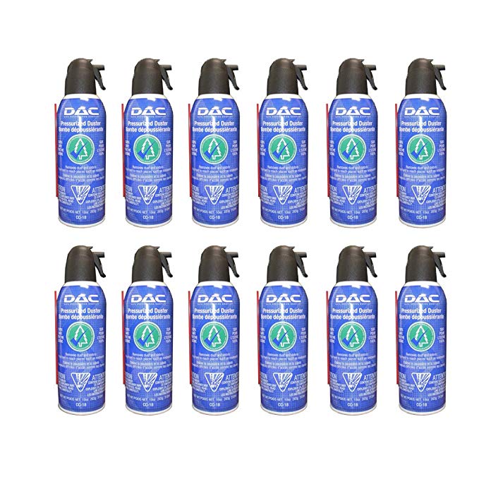 DAC Pressurized Air Duster, Compressed Air Duster 10 oz. 100% Ozone Safe CC-18-12 Pack - Ships Within Ontario ONLY