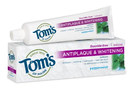 Toms of Maine Antiplaque and Whitening Fluoride-Free Natural Toothpaste Peppermint 55 Oz