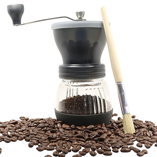 Best Manual Hand Coffee Grinder Mill - Easy to Use and Clean, Dishwasher Safe, Lightweight & Portable with Adjustable Ceramic Burr for Custom Coarse or Fine Grind, Makes a Great Gift