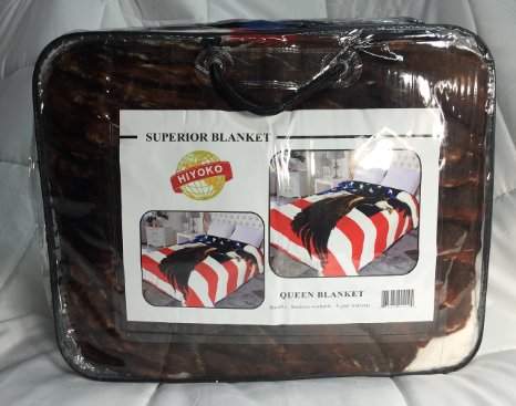 75"Wx90"H USA American Flag Blanket,The Stars and Stripes,Old Glory,and The Star-Spangled Banner. 2ply ,Korean knitted mink . Warm, Cashmere -like by Hiyoko