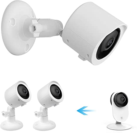 Outdoor Mount Bracket for YI Smart Security Home Camera 3, Weather Proof Protective Cover and Adjustable Indoor & Outdoor 360 Degree Mount for Yi Home Camera 3 (2-Pack, White)