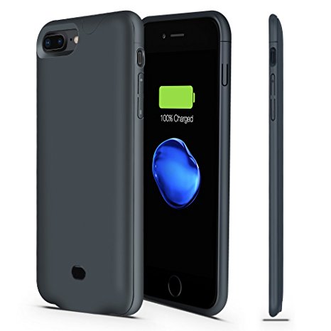 iPhone 7 Plus/8 Plus Battery Case-Support Lightning Port Headphones,CHYING 4200mAH Ultra Slim Portable Extended Charger,For iPhone 7 Plus/8 Plus/With Audio Power Juice Charging Case Pack--Gray