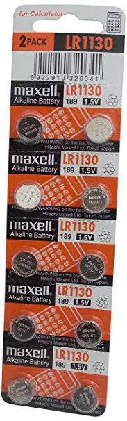 Maxell LR1130 Alkaline Button Cell pack of 10 in blister packaging