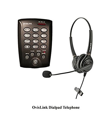 OvisLink Dailpad Telephone with Dual Ear Headset for Call Center and telemarketer
