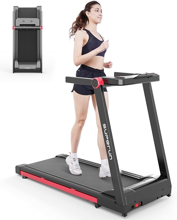 Superun Folding Treadmills for Home, 3HP Treadmill with LED for Walking & Running, Portable Treadmill with Bluetooth Connectivity APP