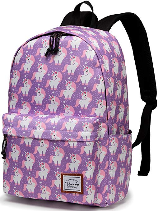 School Backpacks for Girls,VASCHY Cute Lightweight Water-Resistant w 14in Padded Laptop Sleeve in Pink Unicorn