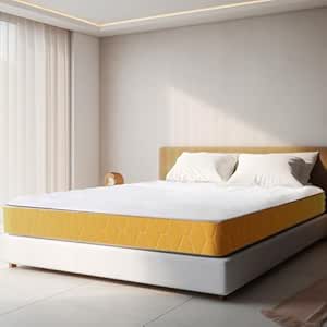 Sleepwell Dual Mattress | Reversible | High Density (HD) Foam | 6-inch King Bed Size, Medium Soft & Hard (Orange,72x72X6)