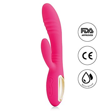 SEXBON Rechargable Vibrator Rabbit Massager - Waterproof Personal Vibrator for Women, 10x Speed Dual Powerful Motor, Medical Silicone