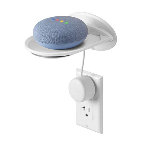 LANMU Outlet Wall Mount for Google Home Mini,Nest Mini (2nd Gen) and Google Nest WiFi with Cable Winder, No More Messy Cord (White)