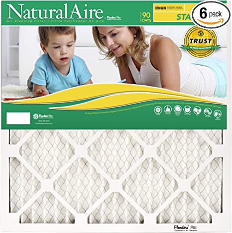NaturalAire Standard Air Filter, MERV 8, 20 x 20 x 1-Inch, 6-Pack