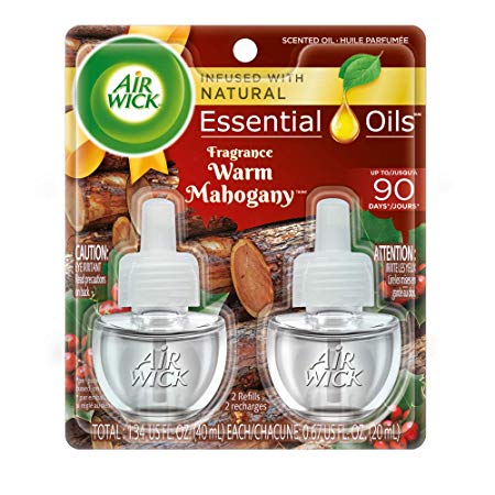 Air Wick Scented Oil 2 Refills, Warm Mahogany, (2X0.67oz), Air Freshener
