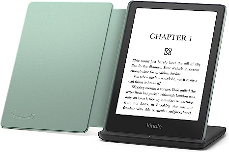 Kindle Paperwhite Signature Edition including Kindle Paperwhite (32 GB) - Black - Leather Cover - Agave Green, and Wireless Charging Dock