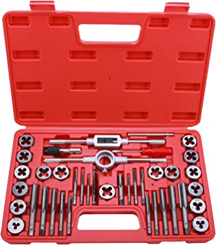 EFFICERE 40-Piece Premium Tap and Die Set - SAE Inch Size 1/2, 7/16, 3/8, 5/16, 1/4, 12, 10, 8, 6, 4, Coarse and Fine Teeth | Essential Threading Tool Kit with Complete Handles, Accessories, and Case