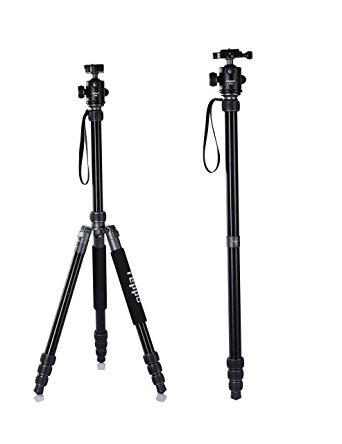 REPPO P18 69.3 Inch Camera Tripod Professional CNC Aluminium folding Monopod With 360°Ball Head 1/4" Quick Release Plate and Carry Case For Digital/Video/DSLR Cameras - 18KG Max Load (SILVER)