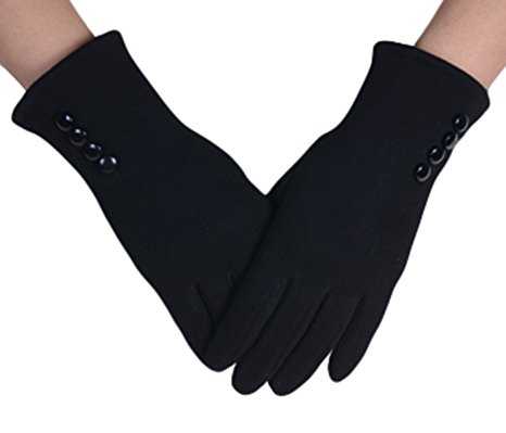 Knolee Women's Button Touch Screen Glove Lined Thick Warmer Winter Gloves