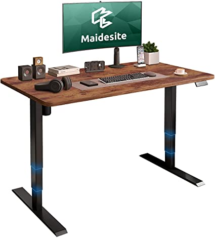 MAIDeSITe Standing Desk, 3 Stage Whole-Piece Desk Board Electric Sit Stand Desk, Height Adjustable from 23.6" to 49.2", Smart Controller, 48x24 inches, Black Frame Rustic Top