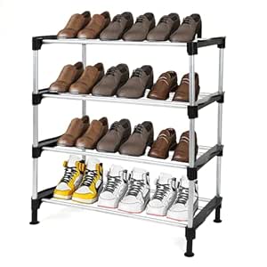 ADA® Premium Cady Stackable and Durable Shoe Rack, Multipurpose Heavy Duty Sturdy Iron Shoe Rack - Organize Your Shoes and Keep Your Closet Tidy - Space Saving Design [Black]