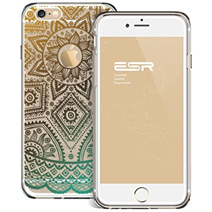 ESR iPhone 6s Case, iPhone 6/6s Case Hybrid, Shock Absorbing, TPU Bumper, Scratch Resistant, Hard Back Cover Clear with Design Protective Cover for iPhone, Gold-Heena