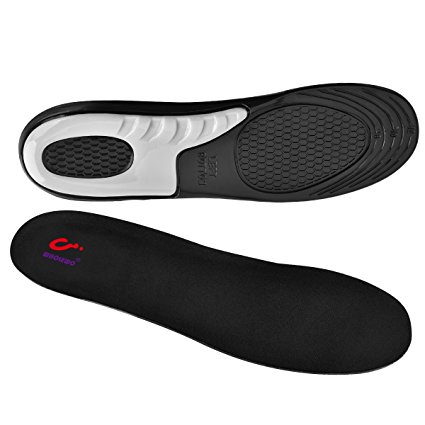WHOLEWO Sports Insoles, Shock Absorption, Arch Support, Relieve Plantar Fasciitis, Perfect Gel